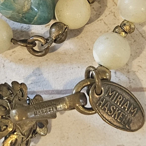 Elegant MIRIAM HASKELL Pearl &  Turquoise Vintage Necklace - Picture 3 of 3